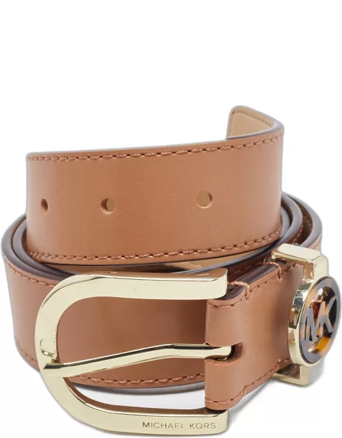 Michael Kors Brown Leather Logo Buckle Belt