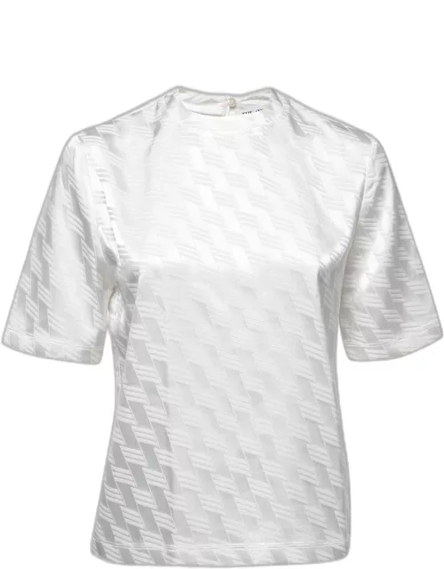 The Attico White Patterned Synthetic Half Sleeve Top