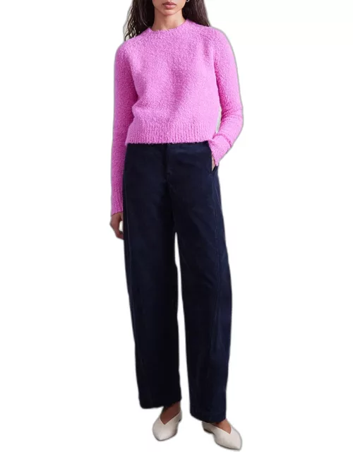 Liisa Textured Raglan-Sleeve Crewneck Sweater