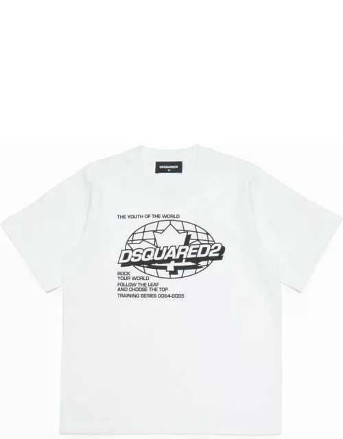 Dsquared2 D2t985u Slouch Fit T-shirt Dsquared Crew-neck Jersey T-shirt With World Graphic