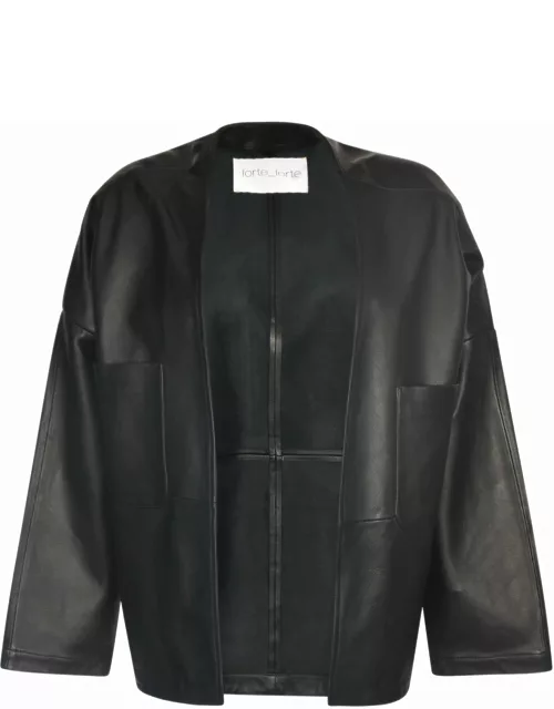 Forte_Forte Open Front Leather Jacket