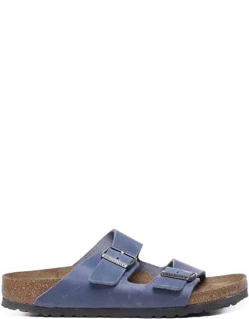 Birkenstock Ariziona Sandals With Dusty Blue Metal Buckle
