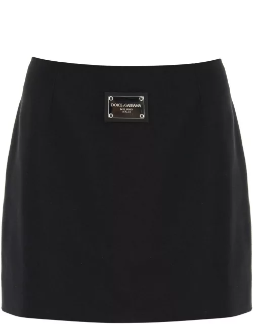 Dolce & Gabbana Ottoman Mini Skirt With Logo Tag