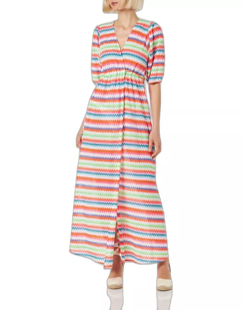 MC2 Saint Barth Chevron Raschel Knit Long Beach Dress Bliss With Striped Pattern