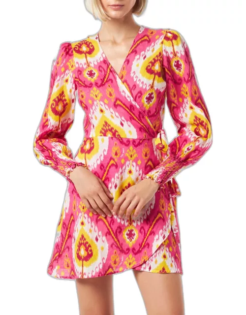 MC2 Saint Barth Linen Short Dress Brilly With Ikat Print