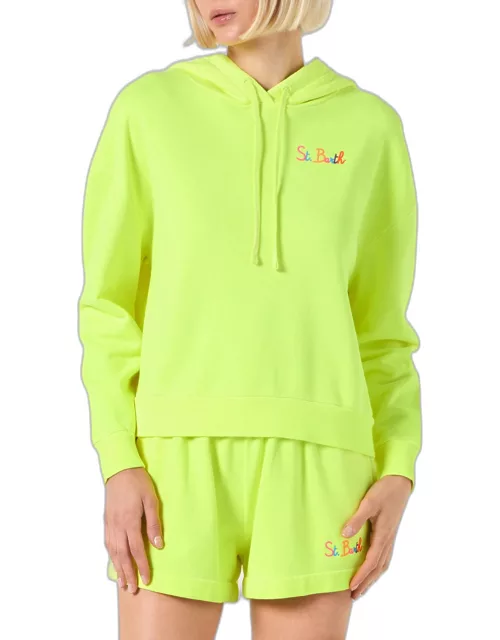 MC2 Saint Barth Fluo Yellow Hoodie With St. Barth Embroidery