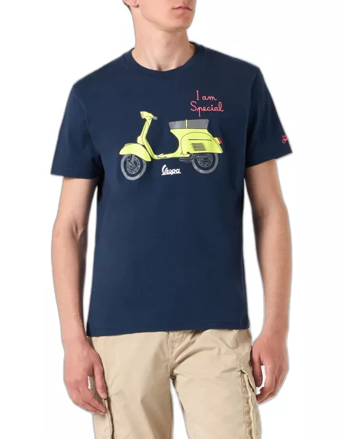 MC2 Saint Barth Man Cotton T-shirt With Vespa Print Vespa® Special Edition