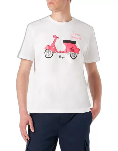 MC2 Saint Barth Man Cotton T-shirt With Vespa Print Vespa® Special Edition