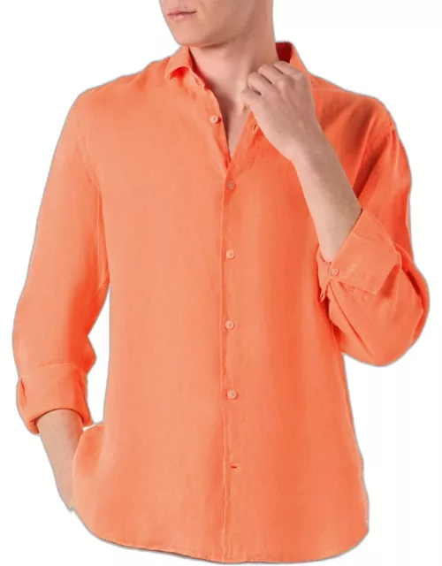 MC2 Saint Barth Man Fluo Orange Linen Pamplona Shirt