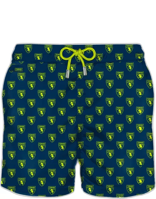 MC2 Saint Barth Man Light Fabric Swim Shorts With Taurus Logo Torino Fc Special Edition