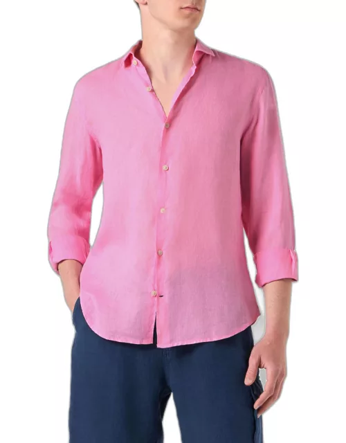 MC2 Saint Barth Man Pink Linen Pamplona Shirt