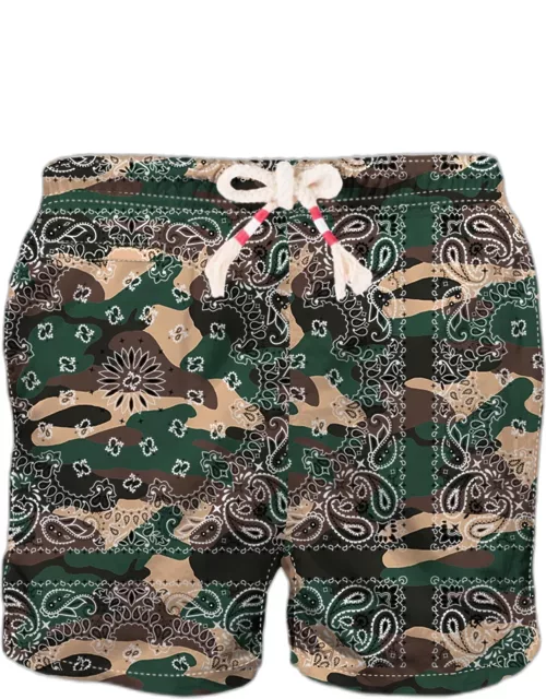 MC2 Saint Barth Man Swim Shorts With Camouflage Bandanna Print