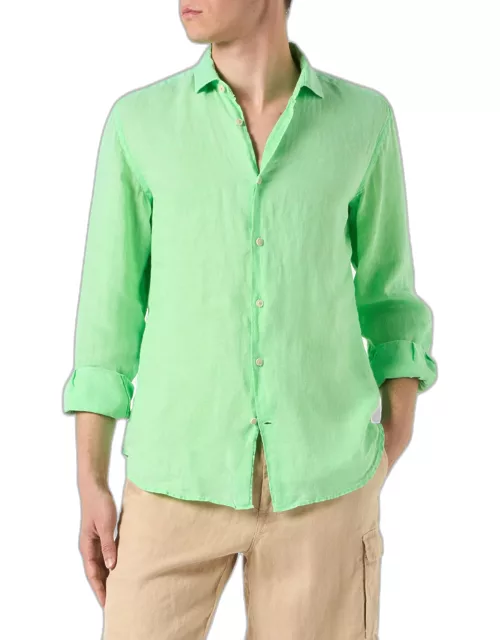 MC2 Saint Barth Man Water Color Fluo Green Linen Pamplona Shirt