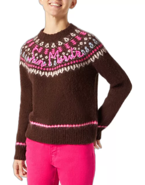 MC2 Saint Barth Woman Brown Crewneck Nordic Jacquard Sweater