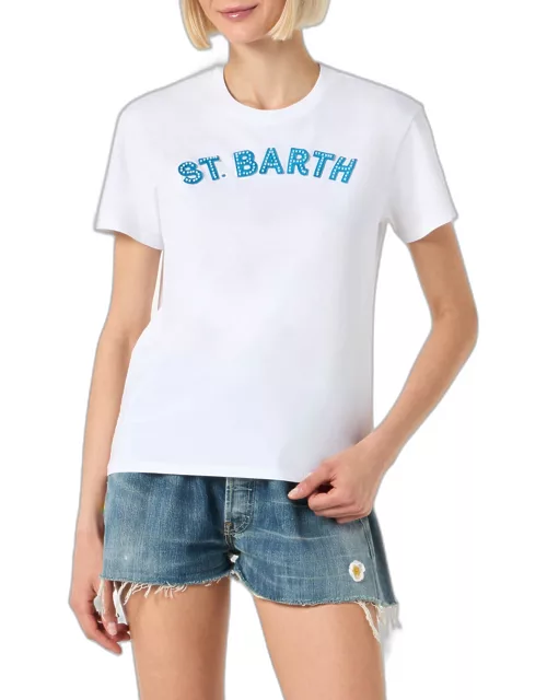 MC2 Saint Barth Woman Cotton T-shirt With St. Barth Patch