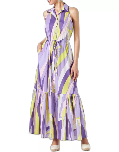 MC2 Saint Barth Woman Halterneck Dress With Wave Print
