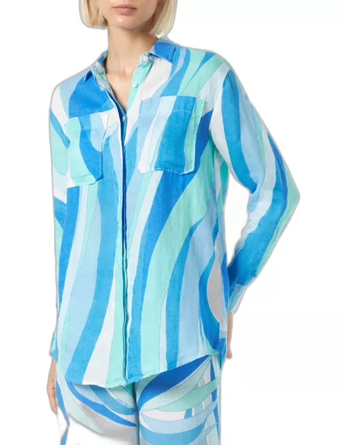 MC2 Saint Barth Woman Linen Shirt With Wave