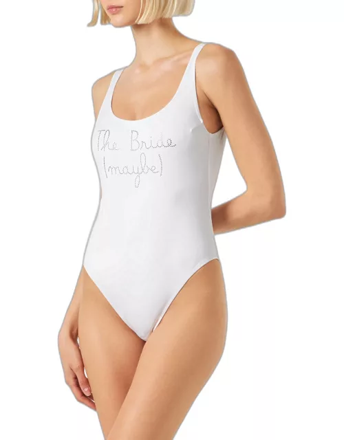 MC2 Saint Barth Woman One Piece Swimsuit With The Bride Maybe Rhinestone Embroidery