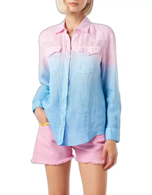 MC2 Saint Barth Woman Shirt With Pink And Blue Gradient Color