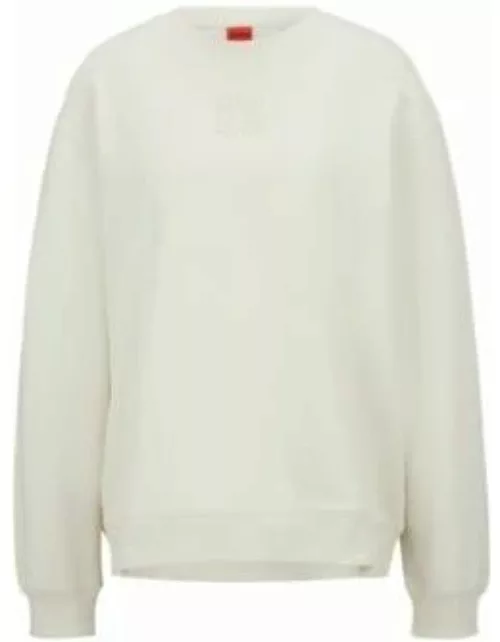 Relaxed-fit sweatshirt with embossed stacked logo- White Women's Sweatshirt