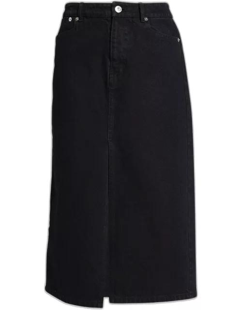 Denim Midi Pencil Skirt