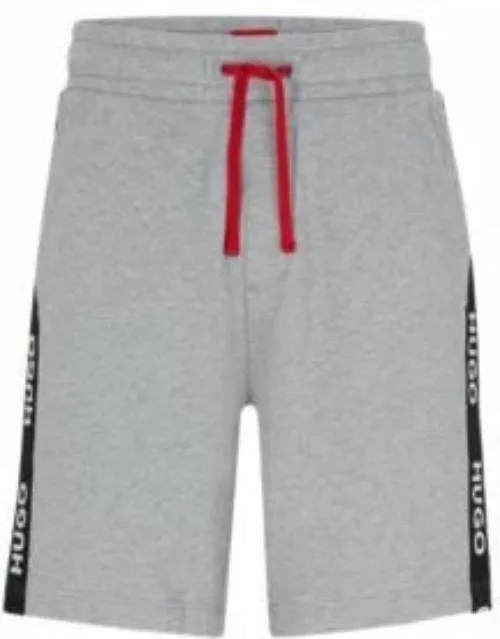 Cotton-terry shorts with embroidered logos and drawstring waist- Grey Men's Loungewear