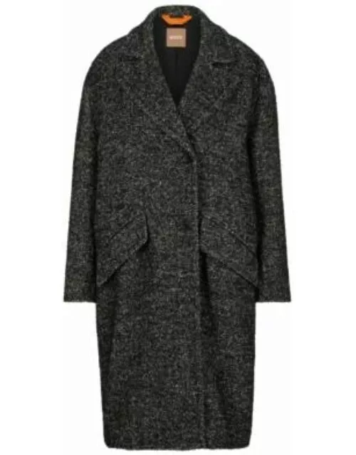 Relaxed-fit coat in herringbone fabric- Patterned Women's Formal Coat