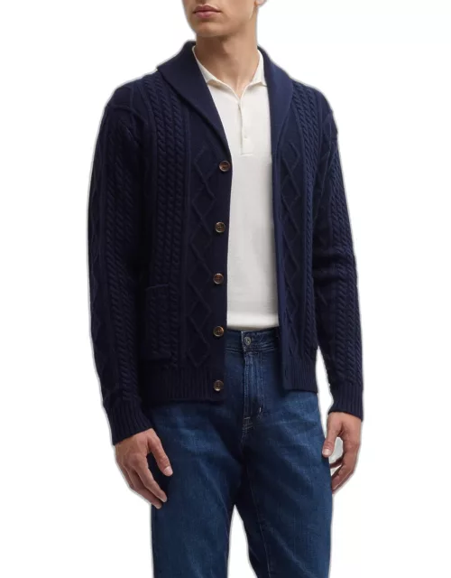 Men's Wool-Cashmere Cable Knit Cardigan