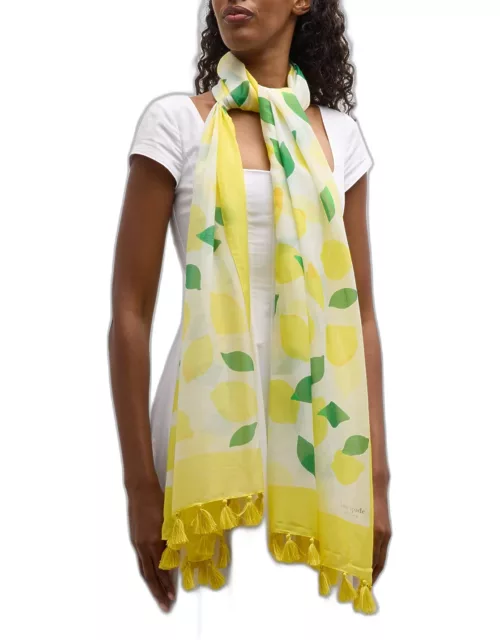 lemon toss cotton-silk oblong scarf