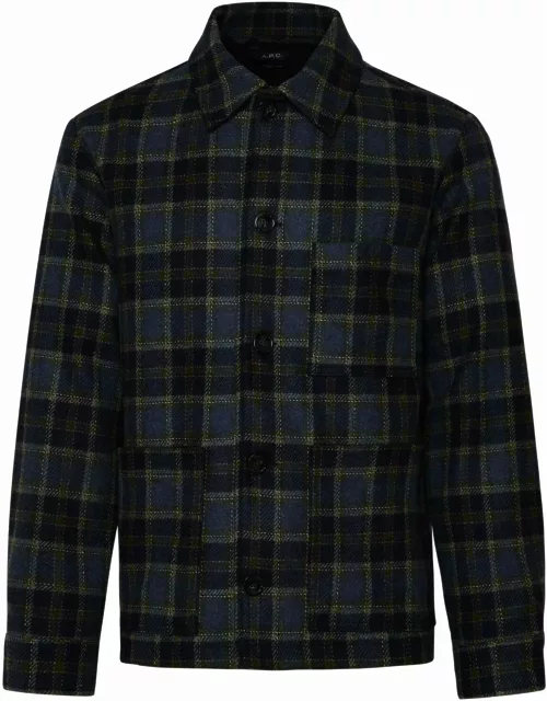 A.P.C. New Emile Shirt In Blue Wool Blend