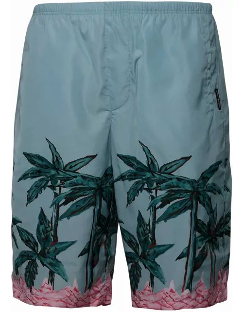 Palm Angels Light Blue Polyester Bermuda Short