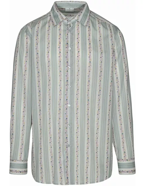 Etro Roma Shirt In Teal Cotton