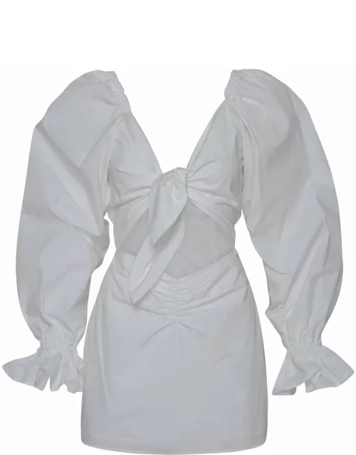 Amen Bow Dress In White Cotton