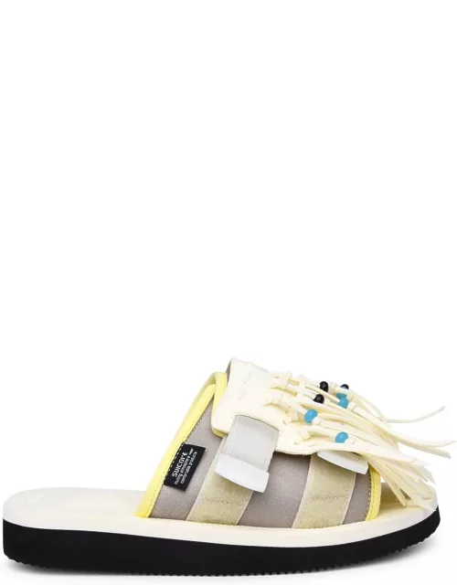 SUICOKE Hoto Cab Slipper In Ivory Synthetic Leather