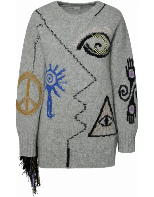 Stella McCartney Artwork Sweater In Grey Alpaca Blend