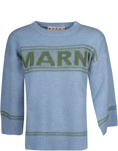 Marni Logo Detail Rib Knit Sweater