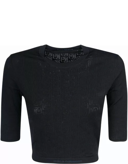Paco Rabanne Patterned Knit Cropped Top