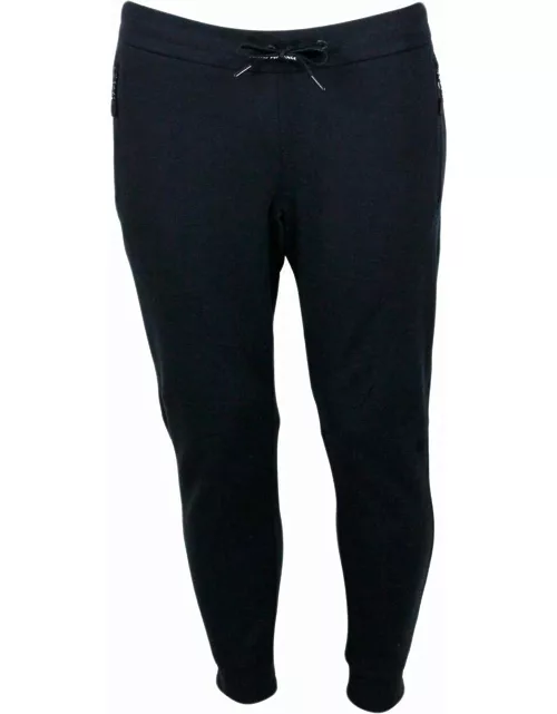 Armani Collezioni Jogging Trousers In Cotton Fleece With Drawstring At The Waist And Cuffs At The Botto