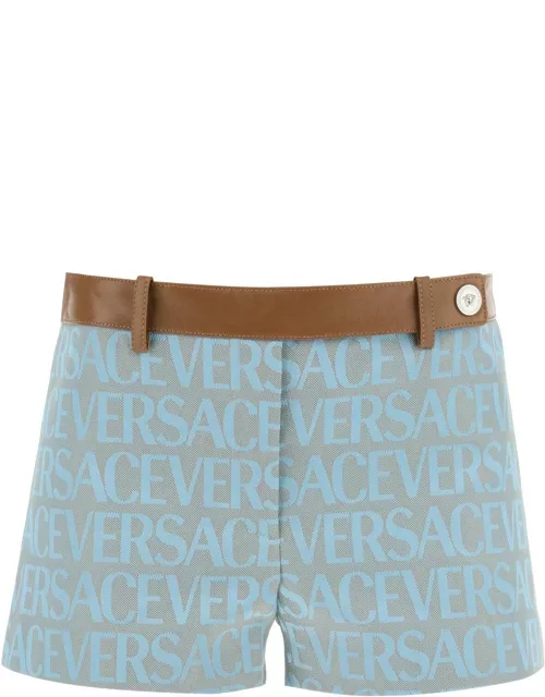 Versace Monogram Shorts With Leather Band