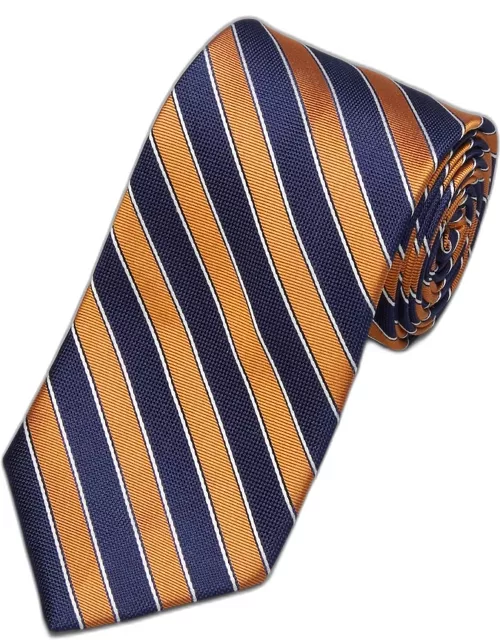 JoS. A. Bank Men's Stripe Twill Tie, Orange, One