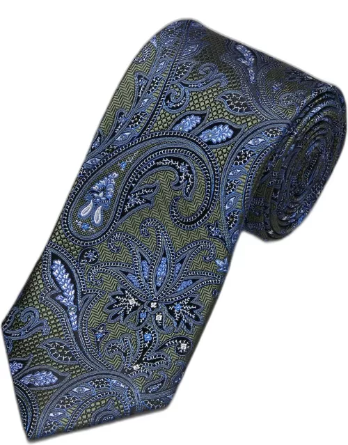 JoS. A. Bank Men's Reserve Collection Textured Paisley Tie - Long, Olive, LONG