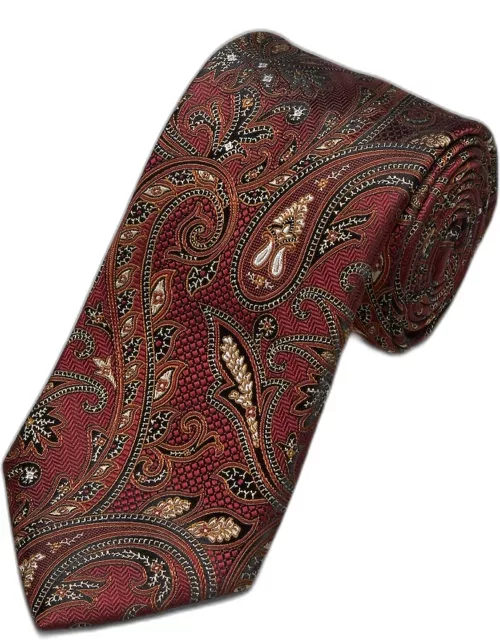 JoS. A. Bank Men's Reserve Collection Textured Paisley Tie - Long, Burgundy, LONG