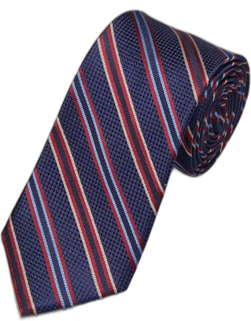 JoS. A. Bank Men's Reserve Collection Caviar Stripe Tie, Navy, One