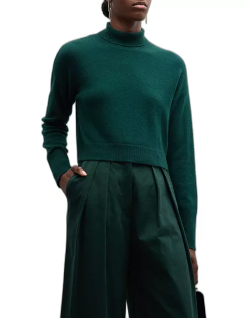 Sable Cashmere Turtleneck Cropped Sweater