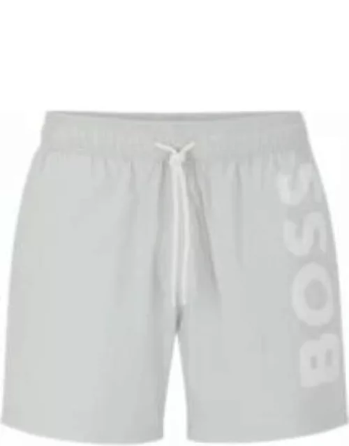 Quick-dry swim shorts with large logo print- Light Grey Men's Swim Short
