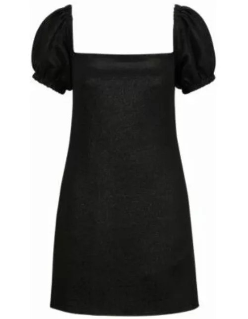 Square-neck dress in glitter-effect fabric- Black Women's Evening Dresse