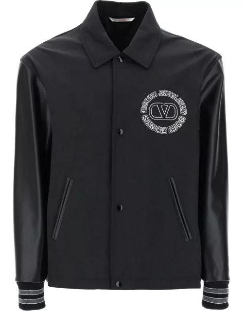 VALENTINO GARAVANI Varsity jacket with leather sleeve