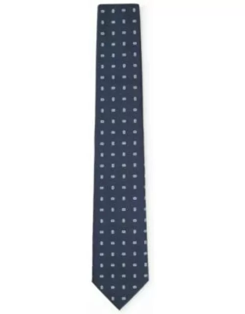 Silk-blend tie with all-over micro pattern- Dark Blue Men's Tie