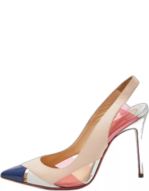 Christian Louboutin Tricolor Leather and Pvc Air Chance Slingback Sandal