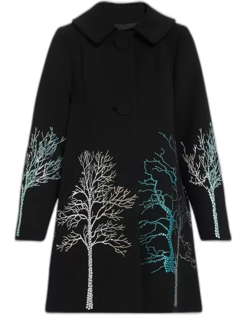 Forest Crystal Peter Pan Collar Coat